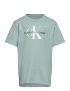 Ck Monogram Ss T-Shirt Tops T-shirts Short-sleeved Green Calvin Klein