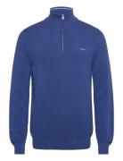 Cotton Pique Half Zip Tops Knitwear Half Zip Jumpers Blue GANT
