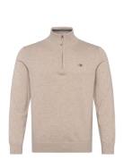 Classic Cotton Half Zip Tops Knitwear Half Zip Jumpers Cream GANT