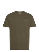 Texture Ss T-Shirt Tops T-shirts Short-sleeved Khaki Green GANT