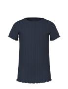 Nmfvilke Ss Slim Top Tops T-shirts Short-sleeved Navy Name It