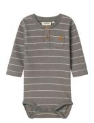 Nbmsalim Ls Slim Body Lil Bodies Long-sleeved Grey Lil'Atelier