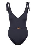 Sally V-Neck Swimsuit Badedrakt Badetøy Navy Malina