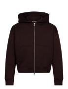 Scuba Zip Hoodie Tops Sweat-shirts & Hoodies Hoodies Black Weekday