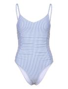 Striba Gathered Bea Swimsuit Badedrakt Badetøy Blue Becksöndergaard