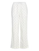 Pant Cotton Jacquard Hearts Pyjamasbukser Pysjbukser White Hunkemöller