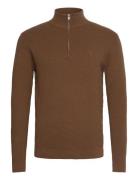 Oscar Half-Zip Knit Tops Knitwear Half Zip Jumpers Brown Clean Cut Cop...