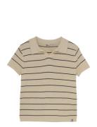 Knitted Polo Tops T-shirts Polo Shirts Short-sleeved Polo Shirts Beige...