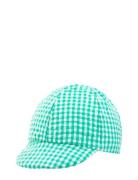 Poplin Cap Check Accessories Headwear Caps Green Boboli