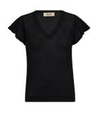 Mmganna Pattern V-Neck Knit Tops Knitwear Jumpers Black MOS MOSH