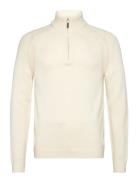 Roberts Tops Knitwear Half Zip Jumpers Cream Reiss