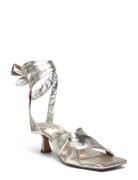 Dante6-Ziya Heeled Leather Sandals Sandal Med Hæl Silver Dante6