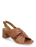 Sandals - Block Heels Sandal Med Hæl Brown ANGULUS