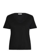 V-Neck Cotton T-Shirt Tops T-shirts & Tops Short-sleeved Black Mango