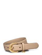 Crosshatch Leather-Charm Classc-Drc Belte Beige Lauren Ralph Lauren