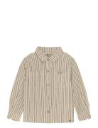 Shirt Ls Striped Tops Shirts Long-sleeved Shirts Beige Daily 7