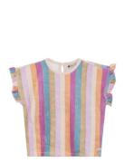 T-Shirt Terry Stripe Tops T-shirts Short-sleeved Multi/patterned Daily...