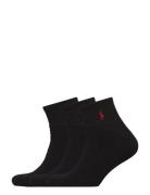 Quarter Sock 3-Pack Ankelsokker Korte Strømper Black Polo Ralph Lauren