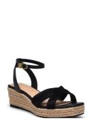 Leather & Suede Mid Wedge Espad Sko Wedge Black Tommy Hilfiger