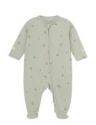 Nightsuit W. Feet Pyjamas Sie Jumpsuit Green Fixoni