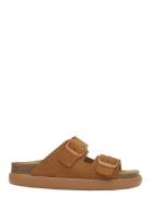 Sl Noelle Chunky Suede Cognac Flate Sandaler Brown Scholl