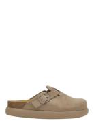 Sl Fae Chunky Suede Dark Beige Flate Sandaler Beige Scholl