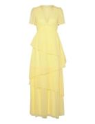 Vidobby S/S Ankel Layer Dress/Dc/Ka Maxikjole Festkjole Yellow Vila