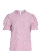 Vikawa S/S Flounce Top - Noos Tops Blouses Short-sleeved Pink Vila