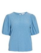 Vikally O-Neck 2/4 Top - Noos Tops Blouses Short-sleeved Blue Vila