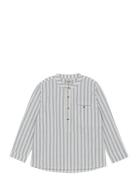 Shirt Ls Yd Stripe Tops Shirts Long-sleeved Shirts Blue Huttelihut