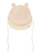 Summer Hat Ears Muslin Solhatt Cream Huttelihut