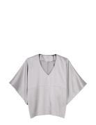 Short Sleeve Blouse, Paruta Tops T-shirts & Tops Short-sleeved Grey Iv...