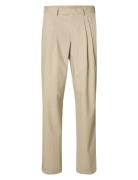 Slhrelaxed-Finn Pinstriped Trs Bottoms Trousers Formal Beige Selected ...