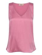 Mmastrid V-Neck Silk Tank Top Tops Blouses Sleeveless Pink MOS MOSH