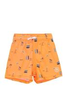 Swim Shorts, Aop Badeshorts Orange Color Kids