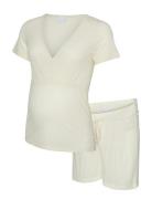 Mlpansy Lia Ss Jrs Pyjamas Set 2F Pyjamas Cream Mamalicious