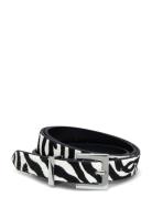 Zebra-Print Fur Belt Belte Black Mango