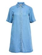Objframe 2/4 Re Denim Dress Noos Knelang Kjole Blue Object