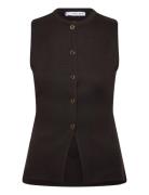 Fine-Knit Waistcoat With Buttons Vest Black Mango