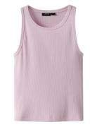 Nlfhinaja Crop Solid Tank Top Tops T-shirts Sleeveless Purple LMTD