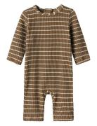 Nbmfredo Ls Uv Suit Lil Badedrakt Badetøy Brown Lil'Atelier