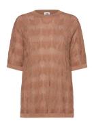 Uma Crochet Tee Tops T-shirts & Tops Short-sleeved Brown Twist & Tango