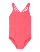 Swimsuit W. Stucture Badedrakt Badetøy Pink Color Kids
