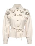 Embellished Belted Cotton Trucker Jacket Outerwear Jackets Light-summe...