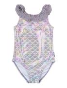 Swimsuit Recycled Aop Badedrakt Badetøy Purple Mikk-line