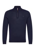 Merino John Zip Tops Knitwear Half Zip Jumpers Navy Morris