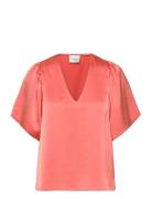 Dante6-Arvi Satin Butterfly Sleeve Top Tops T-shirts & Tops Short-slee...