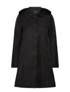 Hooded Cotton-Blend Balmacaan Coat Tynn Kåpe Black Lauren Ralph Lauren
