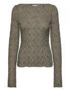 Long Sleeve Lace Top Tops T-shirts & Tops Long-sleeved Green Bubbleroo...