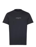 Embroidered T-Shirt Tops T-shirts Short-sleeved Navy Fred Perry